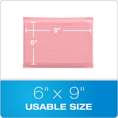 Quality Park Bubble Mailers, 6 x 9 Inch, White Poly Mailers, Padded Envelopes, Shipping Envelopes, Water Resistant, Self Seal, 50 Per Box (QUA85856), Plastic