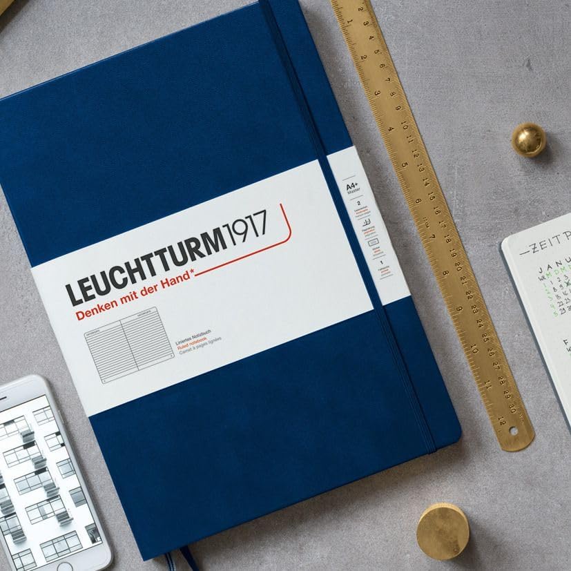 LEUCHTTURM1917 - Notebook Hardcover Medium A5-251 Numbered Pages for Writing and Journaling - Thinking Ahead (Plain Paper, Spice Brown)