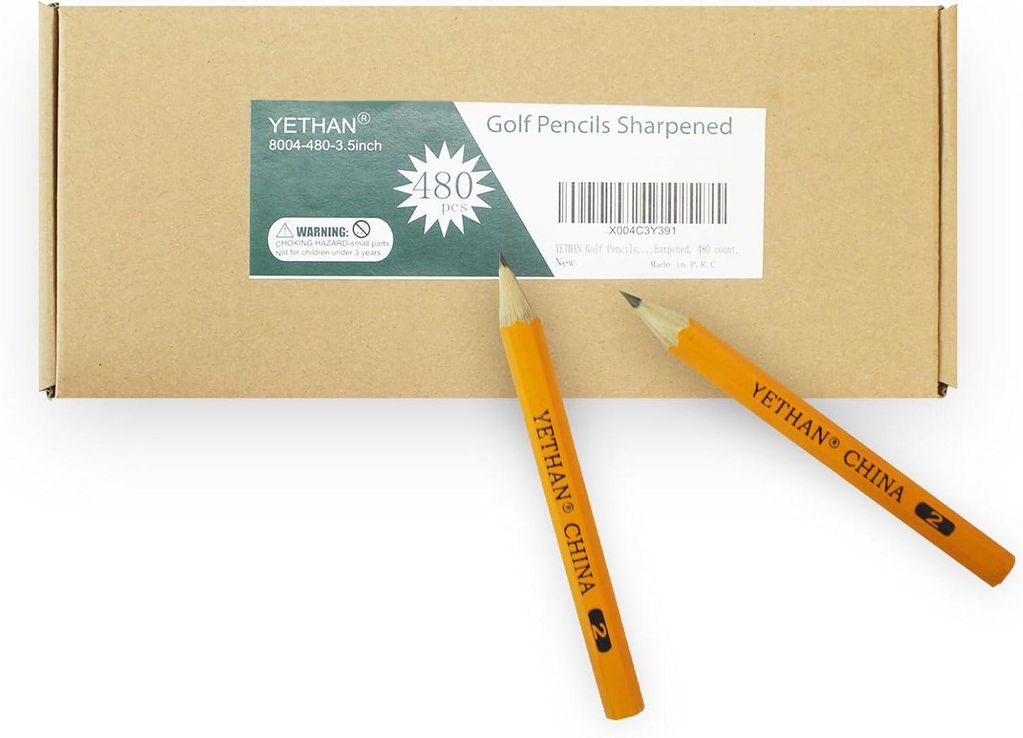 400Pcs Golf Pencils with Eraser Tops, Hexagon Wooden pencils, Pre Sharpened 2# HB Half Golf School Office 4" Mini 400 count/Box