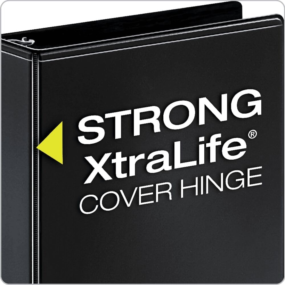 Cardinal Performer 3-Ring Binders, 2", Non-Locking Slant-D Rings, 540-Sheet Capacity, ClearVue Presentation, Non-stick, PVC-Free, Black, 4-Pack (27501)