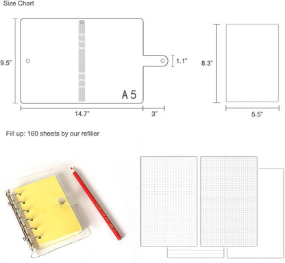 A6 A5 6-Holes Colorful PVC Cover Round Ring View Binder with Snap Button Closure File Folder for Loose Leaf Sheet Protectors Notebook Refill (Pink Daisy, A5 Mini Set) - Colors A