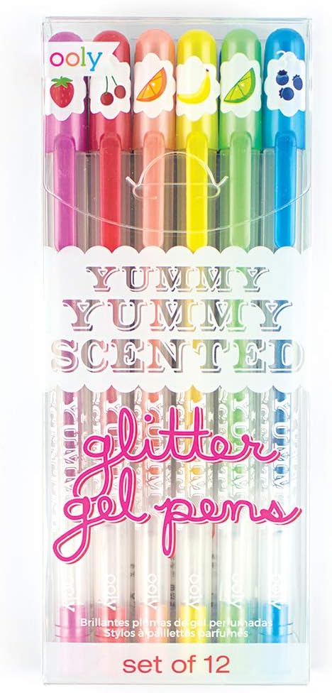 Ooly Scented Yummy Yummy Glitter Gel Pens Set of 12-1.00mm NIB Scented Glitter Pens for Kids and Adults, Art and Stationery Supplies