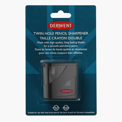 Derwent Twin Hole Pencil Sharpener, Black, 11.5mm & 8.25mm