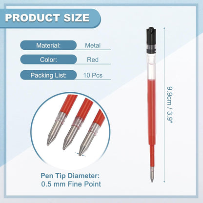PATIKIL 0.5mm Pen Ink Refills, 10 Pcs 3.9" Ballpoint Refill Fine Point Metal Compatible Replaceable Replacement for Retractable Pen Writing Office, Black