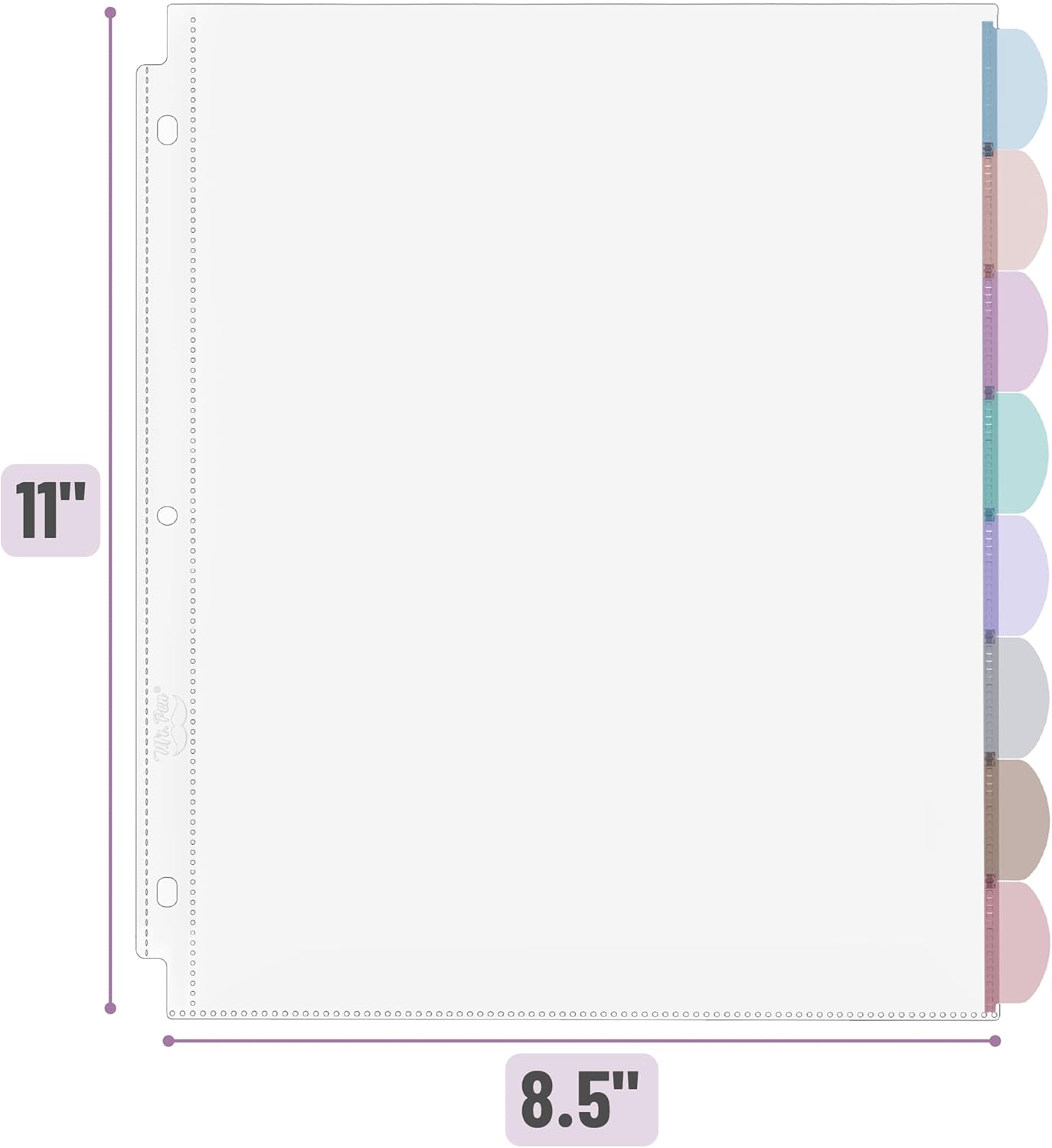 Mr. Pen- Clear Sheet Protectors with Tabs, 8.5x11 Inches, 8 Tabs, 2 Sets, Durable Clear Plastic Dividers for 3 Ring Binders, Insertable Index Page Divider with Multicolor Tabs