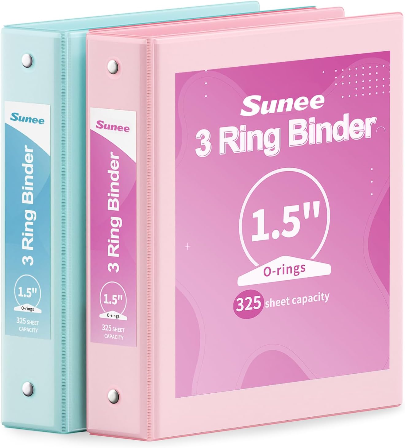 SUNEE 3 Ring Binder 3 Inch 2 Pack, Clear View Binder Three Ring PVC-Free (Fit 8.5x11 Inches) for School or Office Supplies, Pink