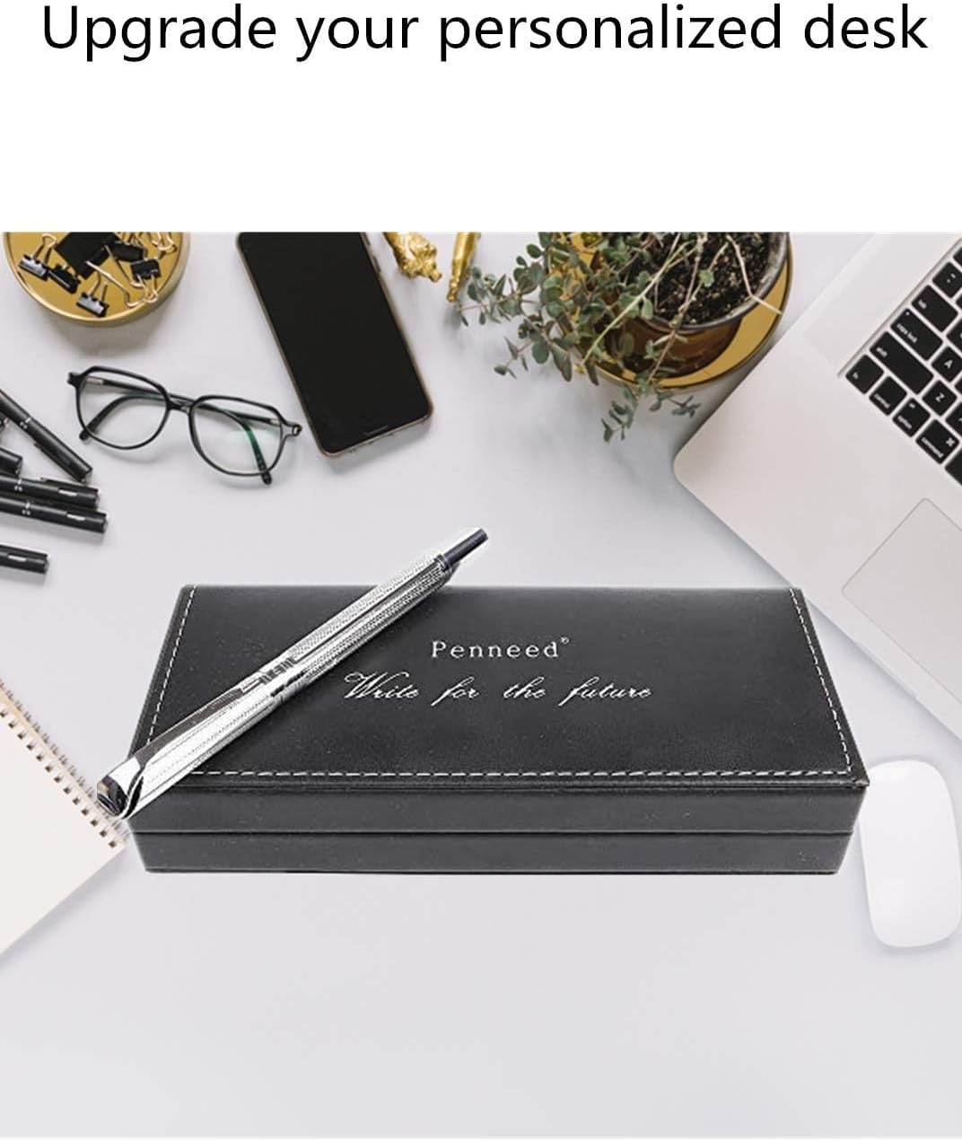 Penneed Rollerball Pen Liquid Ink Pens for Women Luxury Box Gel Pen Black Ink Fancy Pen Refillable for Executive, Office, Professional, Birthday Gift G5 (Rose Gold)