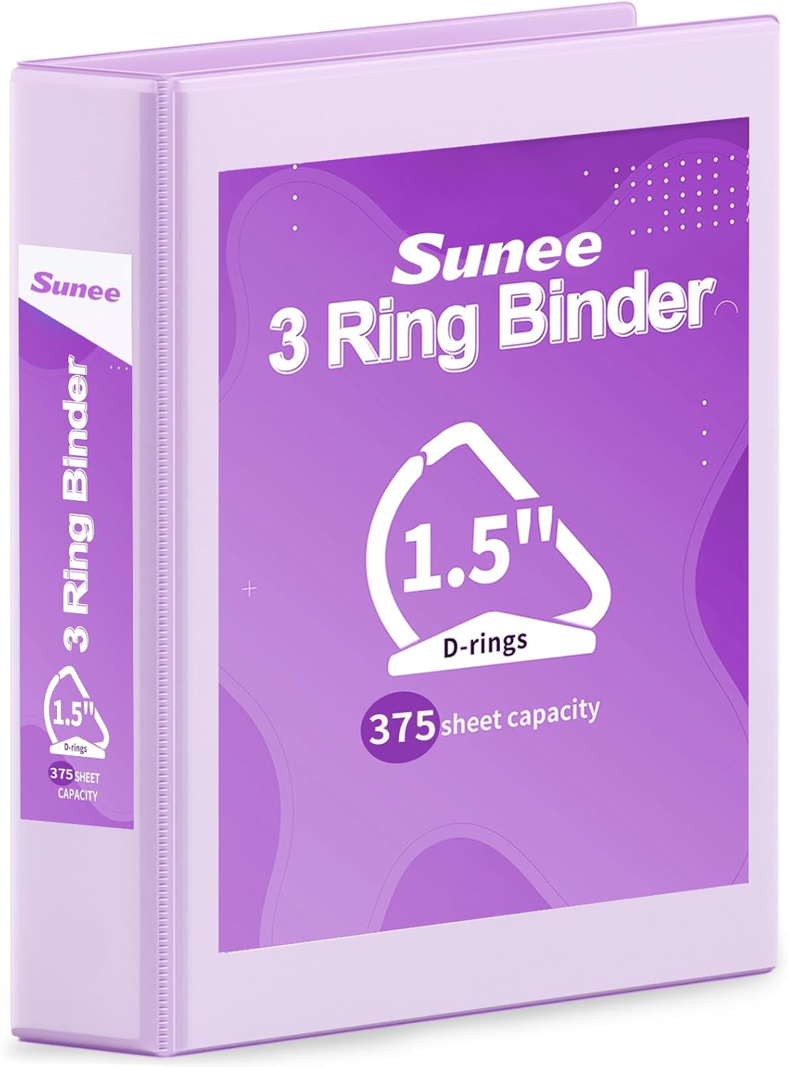 SUNEE 3 Ring Binder 2 Inch, Clear View Binder Three Ring PVC-Free (Fit 8.5x11 Inches) for School or Office Supplies, Light Purple, 1 Pack