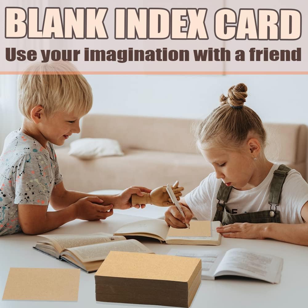 Bercoor 300 Pack Blank 3 x 5 Inch Index Cards, Heavy Study Cards, Note Cards for Office, School Learning, Kraft Paper