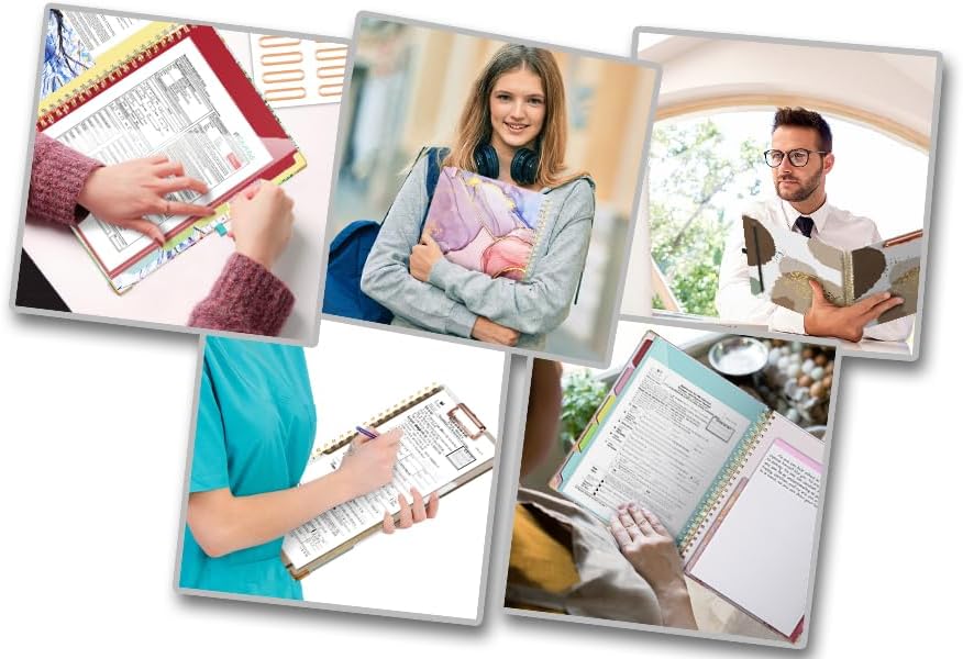Ospelelf Clipboard with Storage 8.5 X 11，Padfolio Organizer, Spiral Portfolio Letter Size with Notepad, Pen Holder, 5 Extra Folder Divider Pages, Elastic Closure Nurse Office Essentials (Polka Dots)