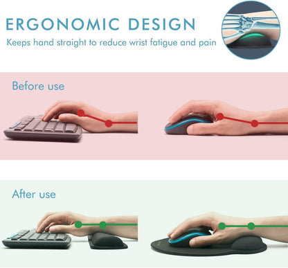 VAGAU Premium Keyboard Wrist Rest and Mouse Pad Wrist Support, Ergonomic Memory Foam Set for Office, Laptop, Mac, Computer and Gaming, Comfortable Typing &Wrist Pain Relief (2 Pack)
