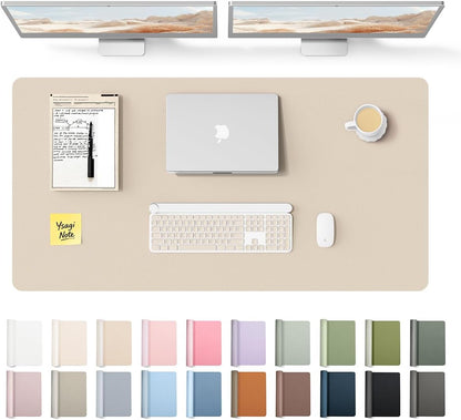 YSAGi Leather Office Desk Pad Protector, Large Mouse Pad, Non-Slip, PU Leather, Laptop Desk Blotter, Waterproof Writing Pad for Office and Home, Black, 23.6" x 13.8" - Colors A