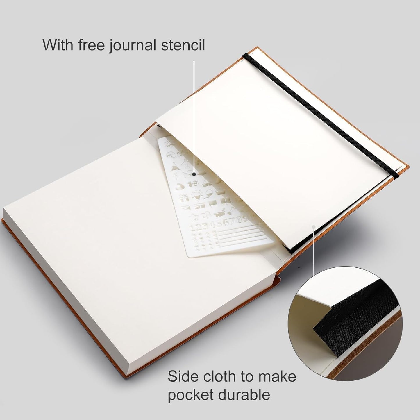 AHGXG Graph Paper Notebook - Grid Paper Notebook Large A4 8.5''×11'', 320 Pages Thick Journal, 100gsm Thick Graph Paper, Leather Softcover, Inner Pocket - Black