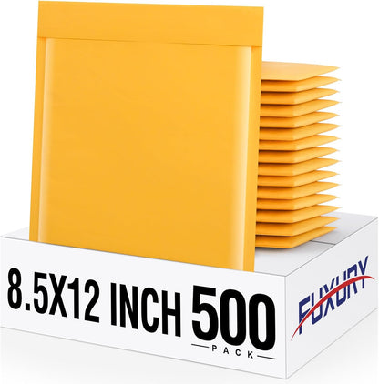Fuxury Kraft Bubble Mailer 4x8” 50Pack Padded Envelopes Usable Size 4x7" Strong Adhesion Thick Bubble Envelopes Waterproof Cushioned Bubble Mailers Packaging for Small Business #000 Yellow