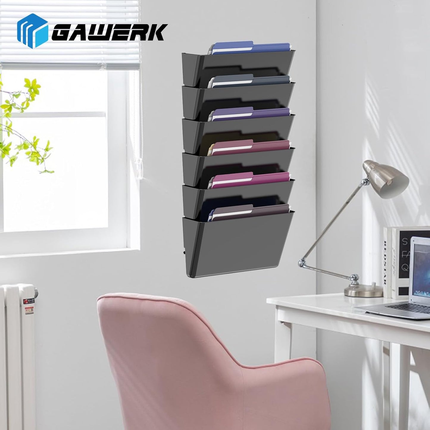 Gawerk Clear Acrylic Single Pocket, Plastic Hanging Wall Mount File Holder for Office Home (Clear, 3 Pack)