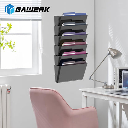 Gawerk Clear Acrylic Single Pocket, Plastic Hanging Wall Mount File Holder for Office Home (Clear, 3 Pack)