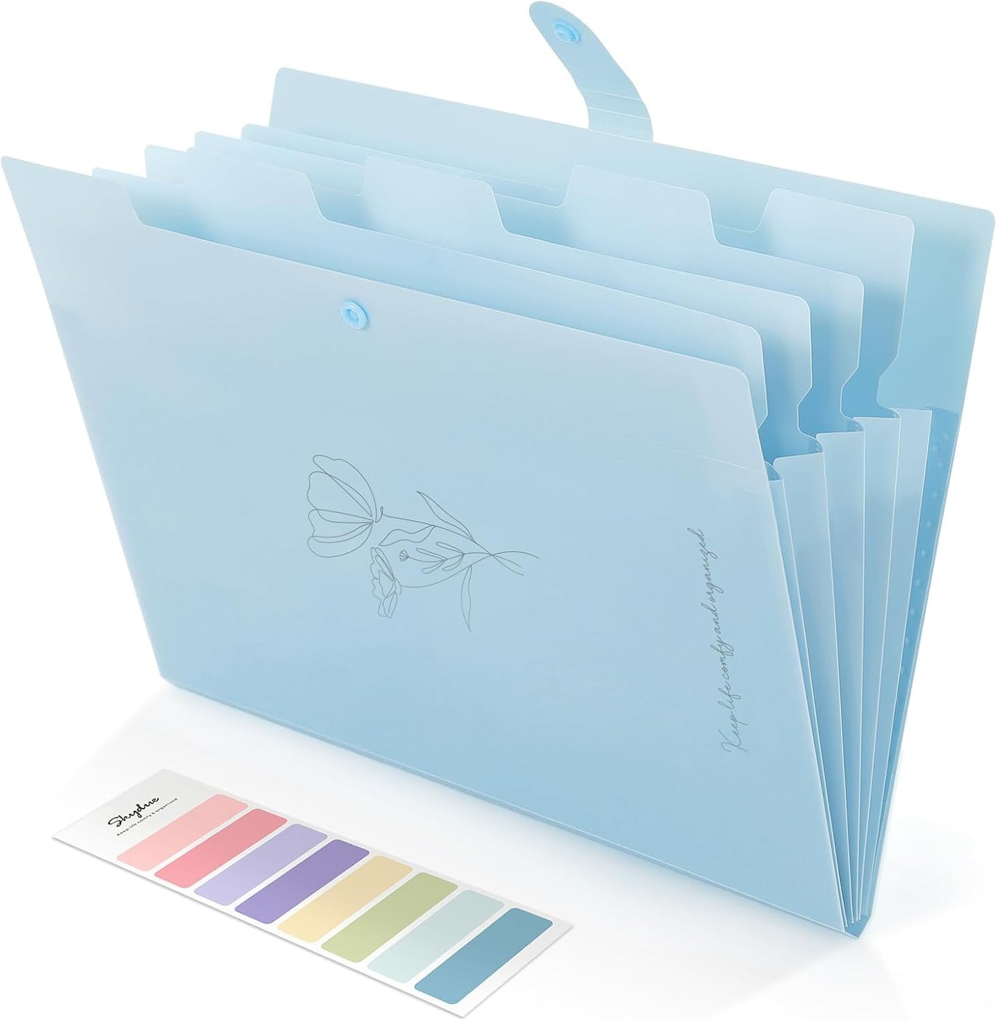 SKYDUE Letter A4 Paper Expanding File Folder Pockets Accordion Document Organizer (Purple)