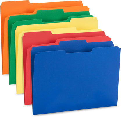 File Folder, 1/3 Cut Tab, Letter Size, Yellow, Great for Organizing and Easy File Storage, 100 Per Box