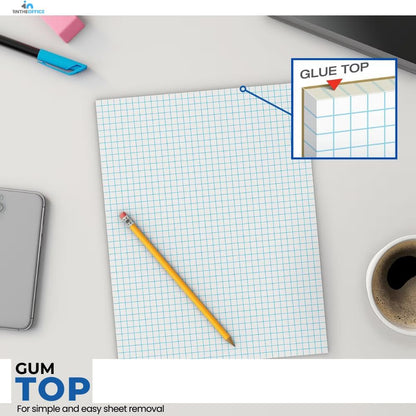 1InTheOffice Graph Paper Pad, Graphing Paper, Graph Paper Loose Leaf, Graph Paper Pads 8.5 x 11, Quad Ruled, 50 Sheets/Pad, 6 Pack