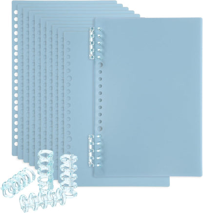 PATIKIL 12 Pack Binding Covers, A5(8.4x5.7 Inch) 22 Mil Plastic Notebook Covers Sheets with Binding Comb for Book Report Presentation, Light Blue