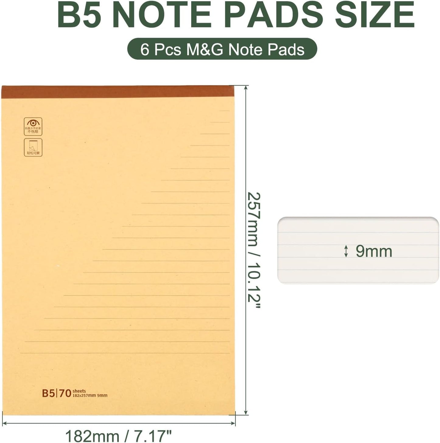 M&G 7x10 Note Pads, 6 Pack B5 Legal Pads 70 Sheets Notepads Writing Pad College Ruled Lined Memo Paper Tablet for Work Writing Note Taking