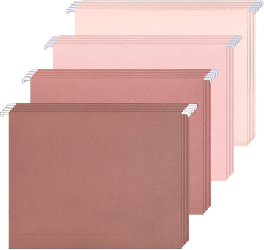 Whaline 36 Pack Dusty Pink Hanging File Folders Letter Size 4 Colors Pink File Pockets with Tab for Home Office Classroom Supplies, 9.2 x 12.8 Inch