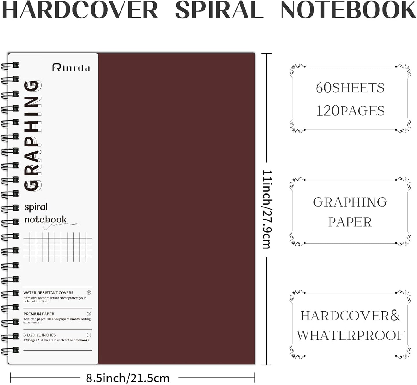 Lined Notebook Spiral Notebook 8.5" x 11"-4 Pack Large Journal Hardcover Notebook 7mm College Ruled Notebook 120 Pages 100 GSM Thick Hardcover Journal for School (LINED, Mult-color)