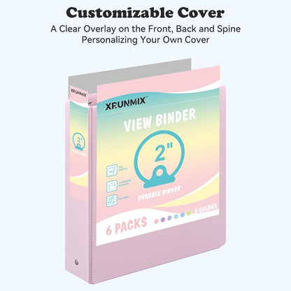 1-inch 3-Ring Binder with Pockets, Basic Binders 1'' Pastel Color Binders, Holds Letter Size 8.5'' x 11'',200 Sheet Capacity, Bundle 6 Pack for Back to School (1-Inch)