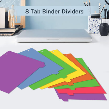 3 Ring Binder Dividers with Tabs - 5-Tab Plastic Dividers for 8.5x11 Binders, Reusable Write & Erase Tabbed Dividers | Rainbow Color 3 Sets, School Classroom Organizer