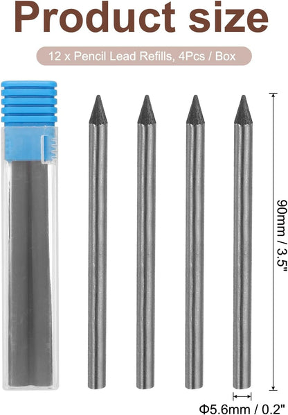 PATIKIL 12Pcs 5.6mm 2B Carpenter Pencil Lead Refills, Solid Dry Pencil Refills Break Resistant Lead Refill for Mechanical Carpenter Pencil Construction Pencils Art Drafting, Blue