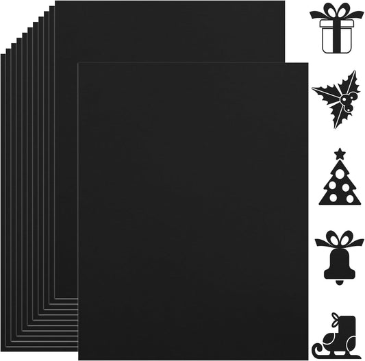25 Sheets Black Cardstock Paper 8.5'' x 11'', 250gsm/92lb Thick Paper for Scrapbook, Invitations, Printing and DIY Cards