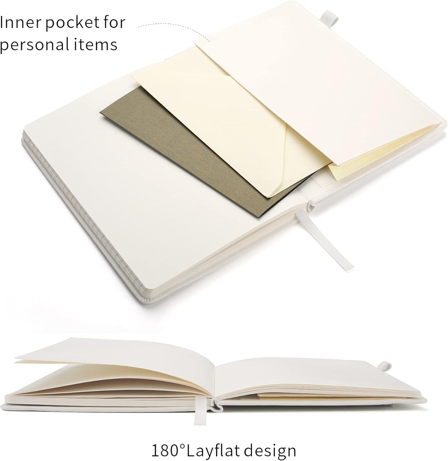 Deziliao Lined Journal Notebooks with Pen Loop, Hardcover Notebook Journal for Work, 100Gsm Premium Thick Paper with Inner Pocket, Medium 5.7"x8.4", （Black, Ruled）
