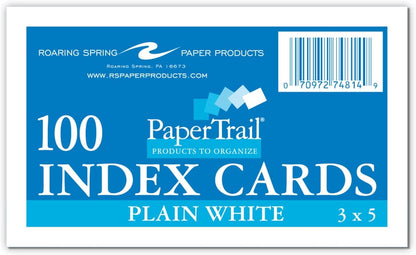 Roaring Spring Mini Index Cards 3"x2.5", 200 Count, 100# White Single Sided Ruled Paper, In Convent Tray Holder, Blank on Back (Pack of 1)