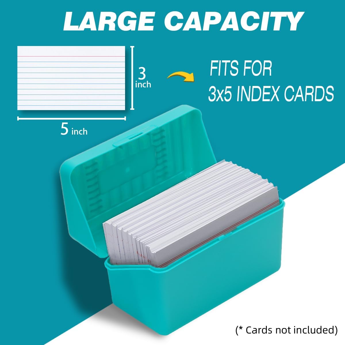 H4D Index Card Holder 3x5, Index Card Box Organizer Case, 3x5 Flash Note Card Holder, 3 Packs (Pastel Colors)