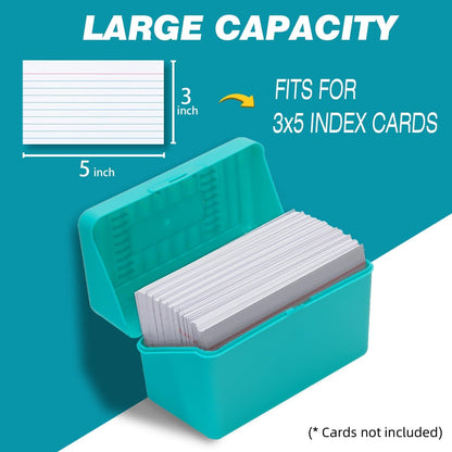 H4D Index Card Holder 3x5, Index Card Box Organizer Case, 3x5 Flash Note Card Holder, 3 Packs (Pastel Colors)