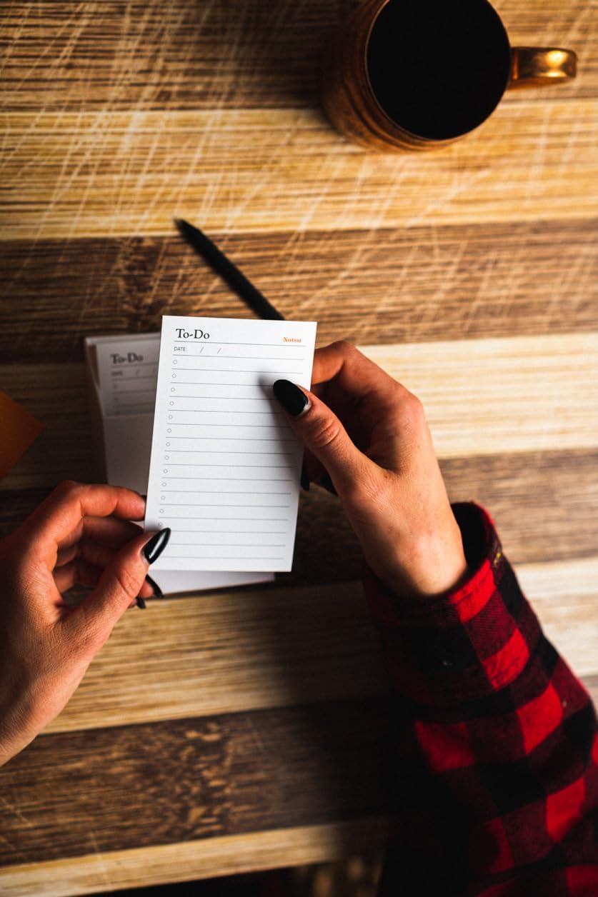 Notsu To Do List Grid Index Cards 3x5 | 50 Task Planner Foldable Vertical Notecards with Rounded Corners
