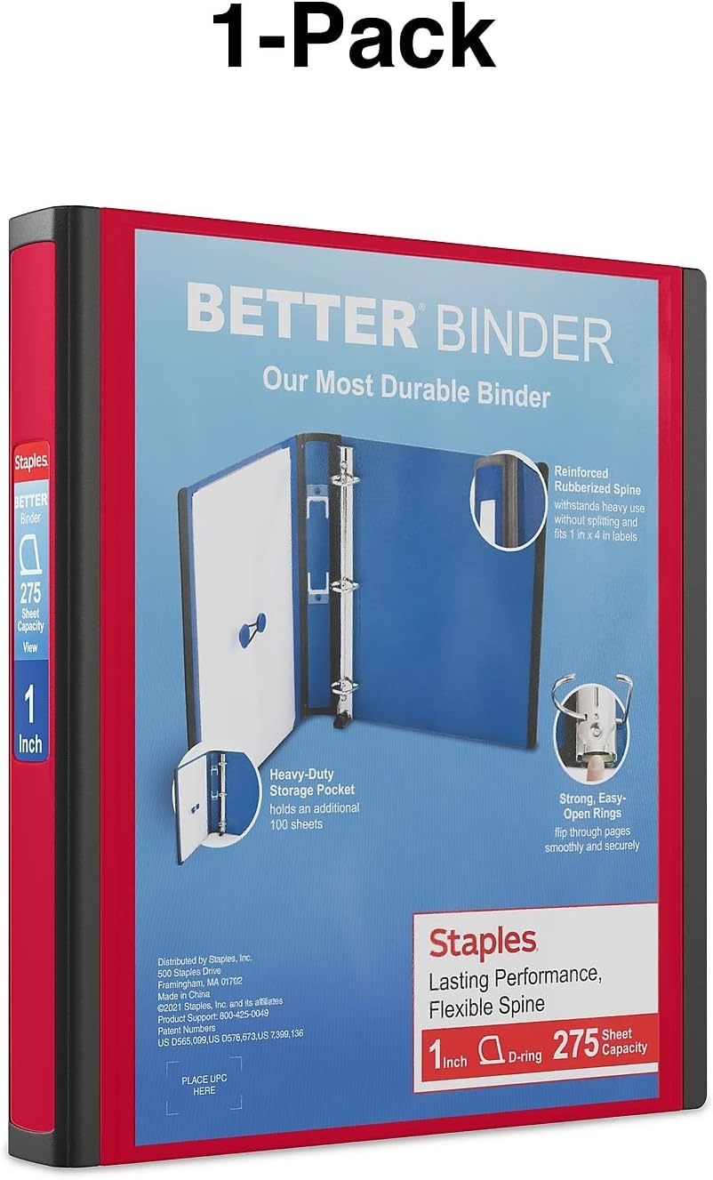 Staples Better Binder 2-Inch D-Ring View Binder, Reinforced Spine, Holds Up to 540 Sheets, Teal, for Office & School