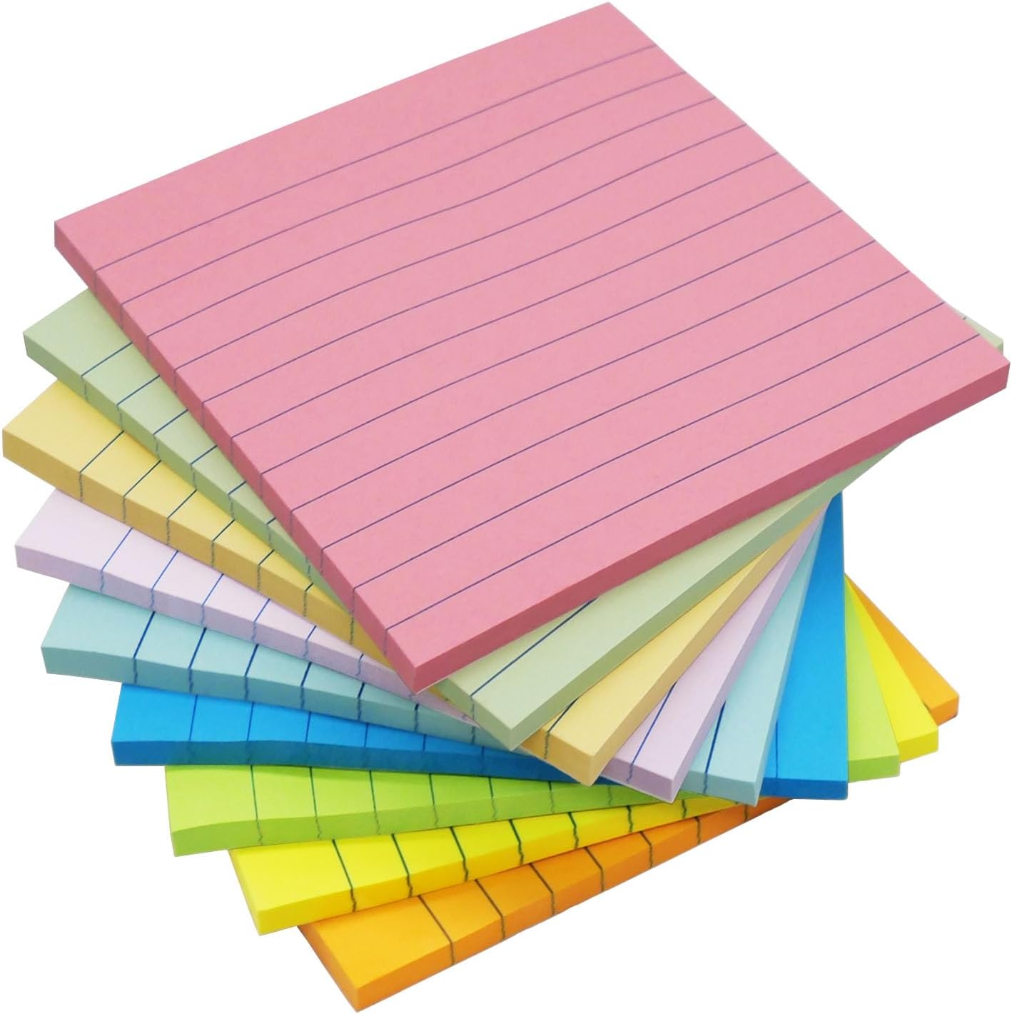 9 Pack Lined Sticky Notes 4x6 in Post Sticky Notes with Lines, 9 Bright Colors Self Sticky Notes Pad Its, Large Ruled Sticky Note for Office, Home, 35 Sheets/Pad