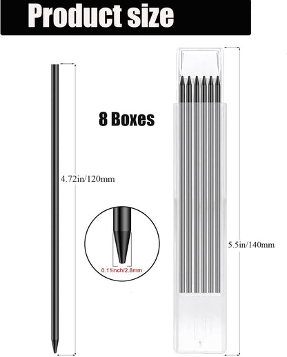 TuTuYa 36 Pencil Refill with 1 Solid Carpenter-Pencil, 2.8mm Waterproof Lead Refills Replacement, with Sharpener, Long Reach/Deep Hole/Long Nose for Architect &Carpenter Woodwork Construction Building