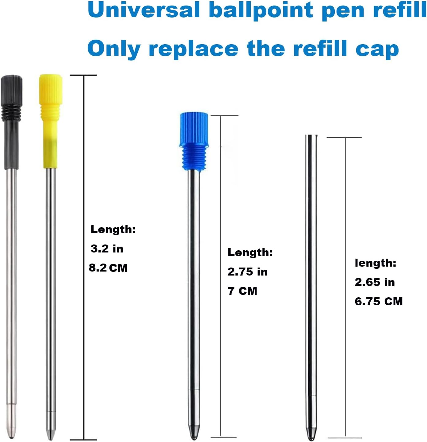 MengRan 2.75'' Mini D1 Ballpoint Ink Pen Refills for Twist Pens, Compatible with Swarovski Pen Refills (Blue Ink,Pack of 10)