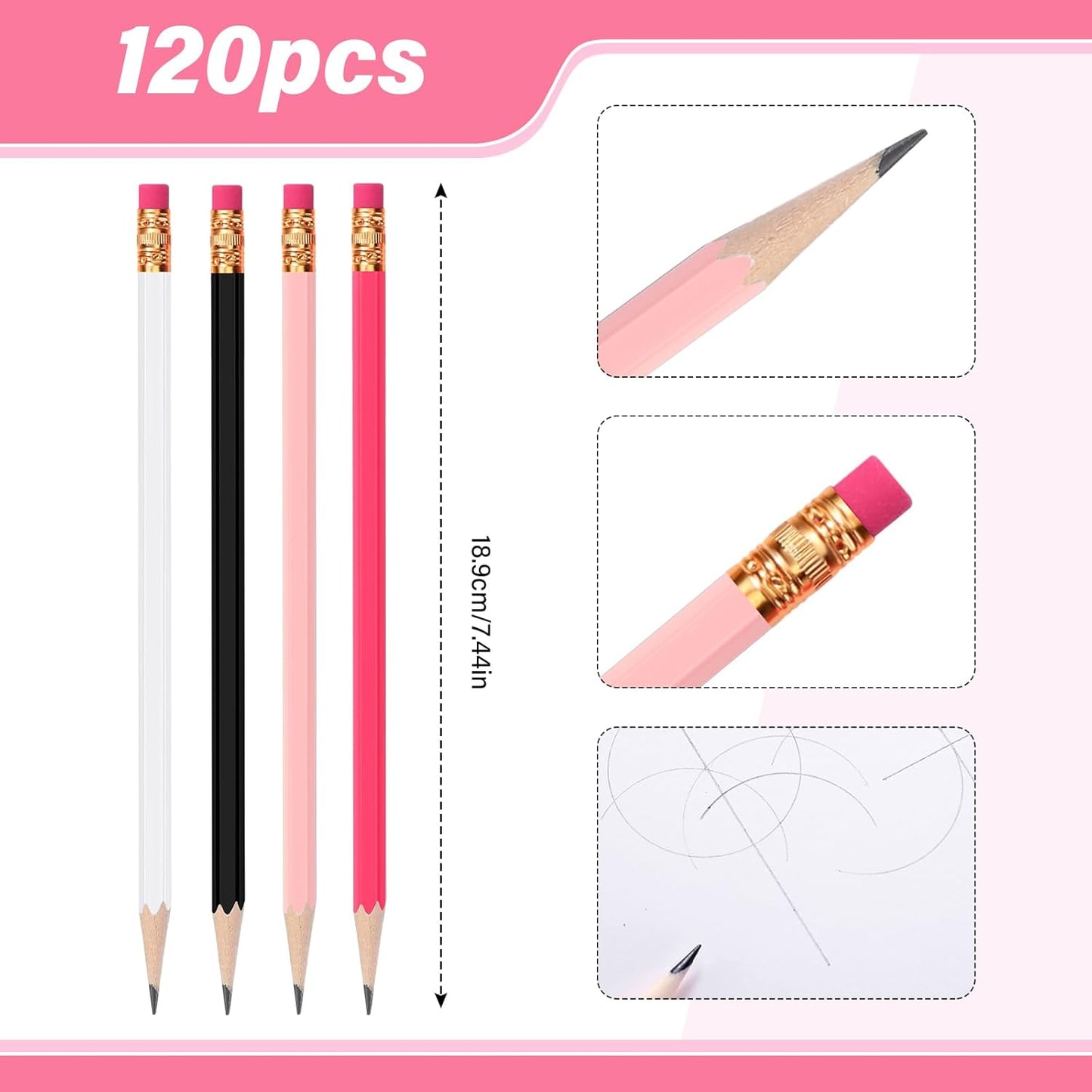 TecUnite 120 Pcs #2 HB Pencils with Eraser No 2 Unsharpened Wooden Hexagonal Pencils for Adults Gifts for School Exam art Learning Office Sketching(Rainbow Colors)