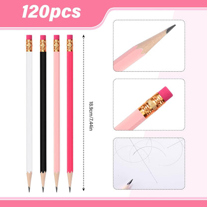 TecUnite 120 Pcs #2 HB Pencils with Eraser No 2 Unsharpened Wooden Hexagonal Pencils for Adults Gifts for School Exam art Learning Office Sketching(Rainbow Colors)