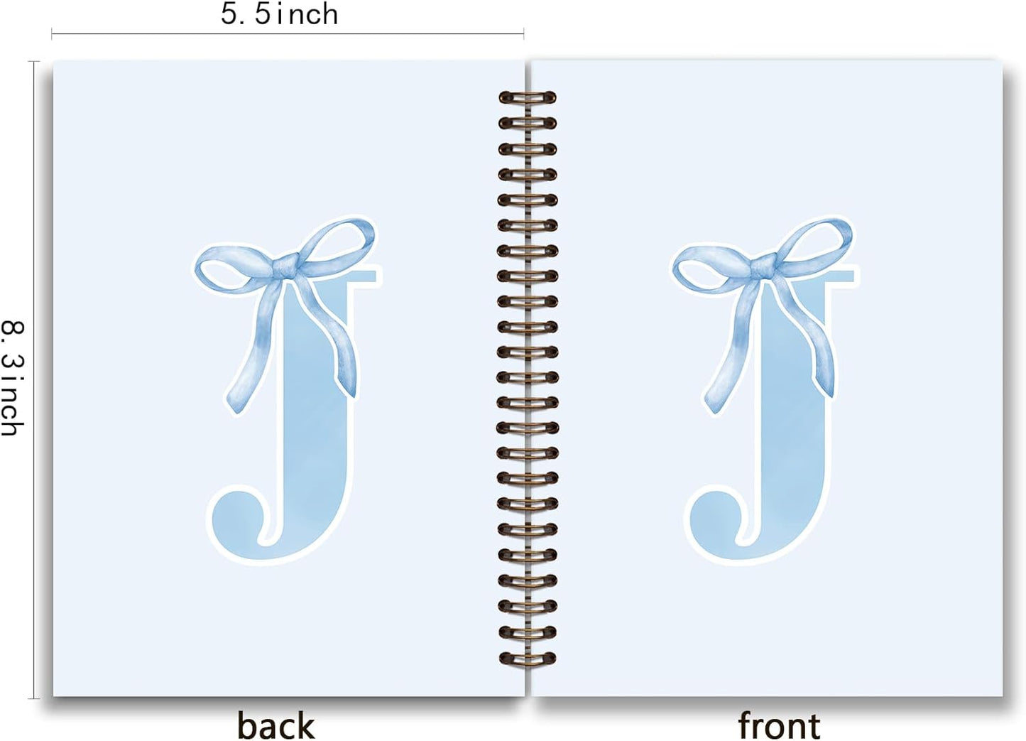 Blue Bow Journal Notebook for Girls,Initial H Journals Personalized Diary Gifts for Teen Girl Kids,Monogrammed Gifts for Women,Trendy Coquette Cute Hardcover Spiral Notebook 5.5 x 8.3 - Colors B