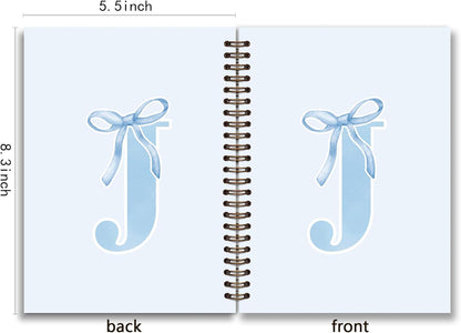 Blue Bow Journal Notebook for Girls,Initial H Journals Personalized Diary Gifts for Teen Girl Kids,Monogrammed Gifts for Women,Trendy Coquette Cute Hardcover Spiral Notebook 5.5 x 8.3 - Colors B