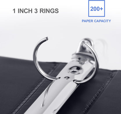 3 Ring Binder 1-1/2 Inch, ViVin Sturdy 1.5"-Round Ring Binder with 2 Interior Pockets, Clear View Cover, PVC-Free, Fits 300 Sheets of 8.5'' x 11'' Paper, Office Home School (6 Pack, White)