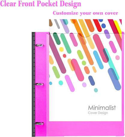 INFUN Telescoping 3 Ring Binder - 4PCS, Portable Plastic 3 Ring Binder with Telescoping Spine, Binders with Foldable Front Cover Holds 8.5"x11" Paper for School, Office, Homes