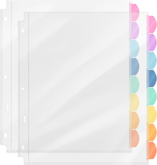 Mr. Pen- Clear Sheet Protectors with Tabs, 8.5x11 Inches, 8 Tabs, 2 Sets, Durable Clear Plastic Dividers for 3 Ring Binders, Insertable Index Page Divider with Multicolor Tabs