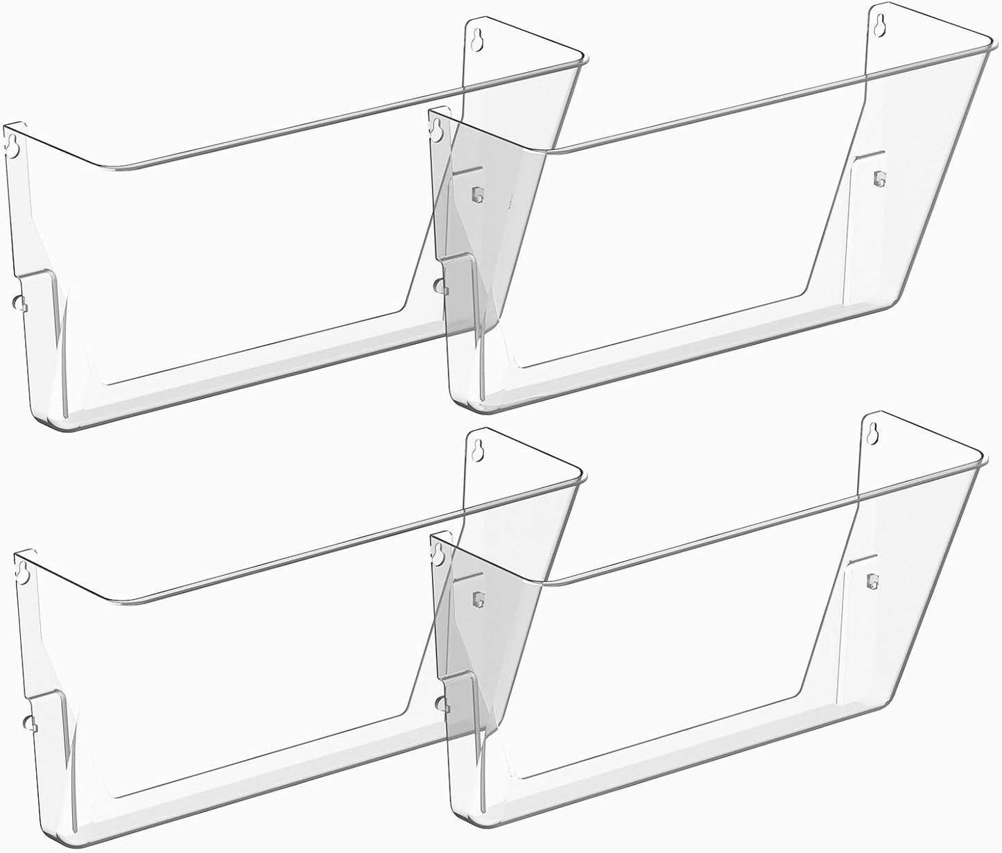 Gawerk Clear Acrylic Single Pocket, Plastic Hanging Wall Mount File Holder for Office Home (Clear, 3 Pack)