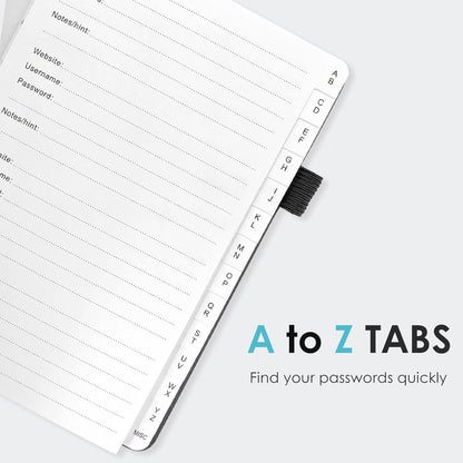 Elegant Password Book with Alphabetical Tabs - Hardcover Password Book for Internet Website Address Login - 5.2" x 7.6" Password Keeper and Organizer w/Notes Section & Back Pocket (Turquoise)