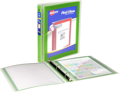 Avery Flexi-View 3 Ring Binder, 1 Inch Round Rings, 1 Chartreuse Green Binder (17608)